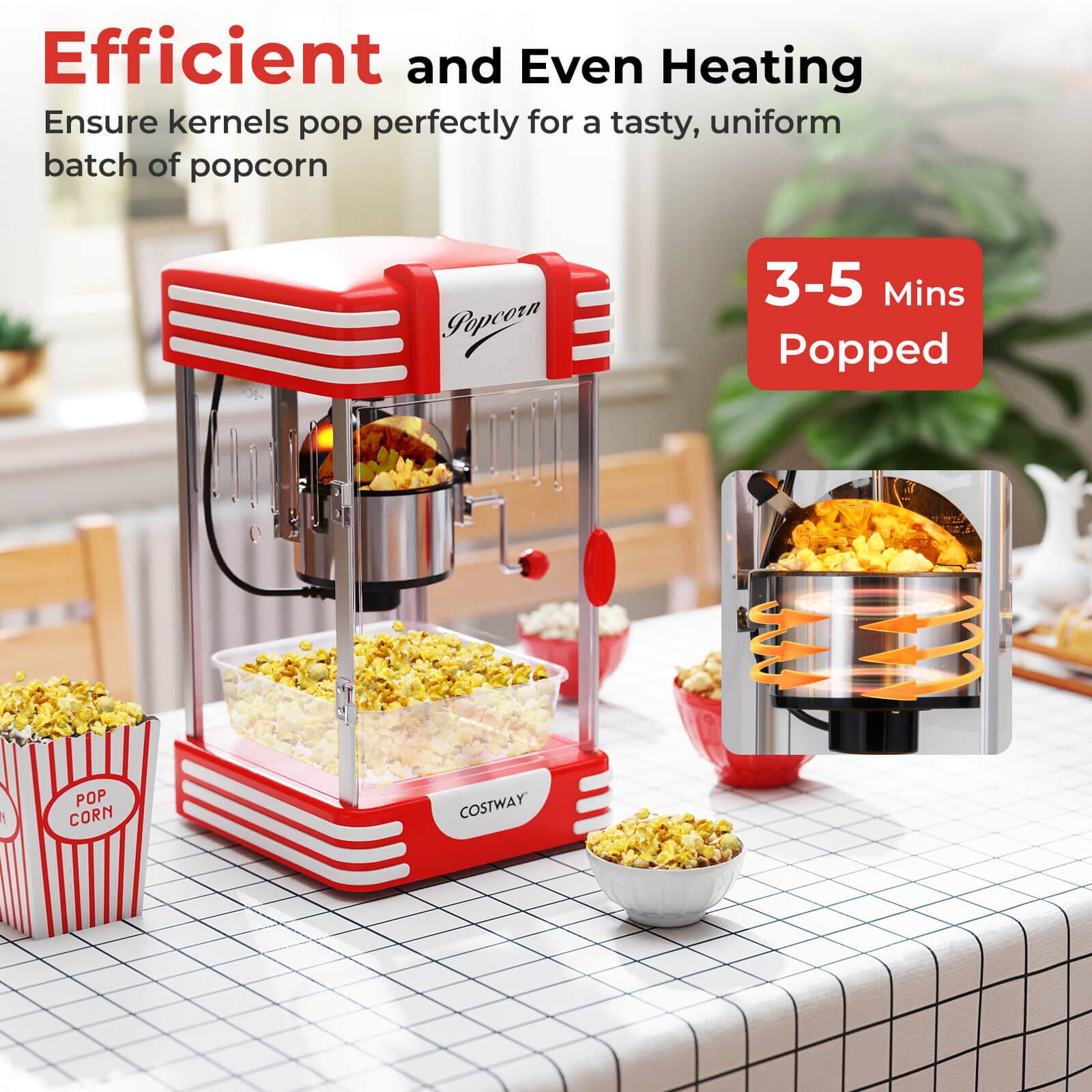 Efficient and Even Heating  
Ensure kernels pop perfectly for a tasty, uniform batch of popcorn  

3-5 Mins Popped  

POP CORN  
COSTWAY