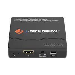 J-Tech Digital - 4K 60Hz 1x2 HDMI Splitter with Multi-Resolution Output (MRO) Function - Black