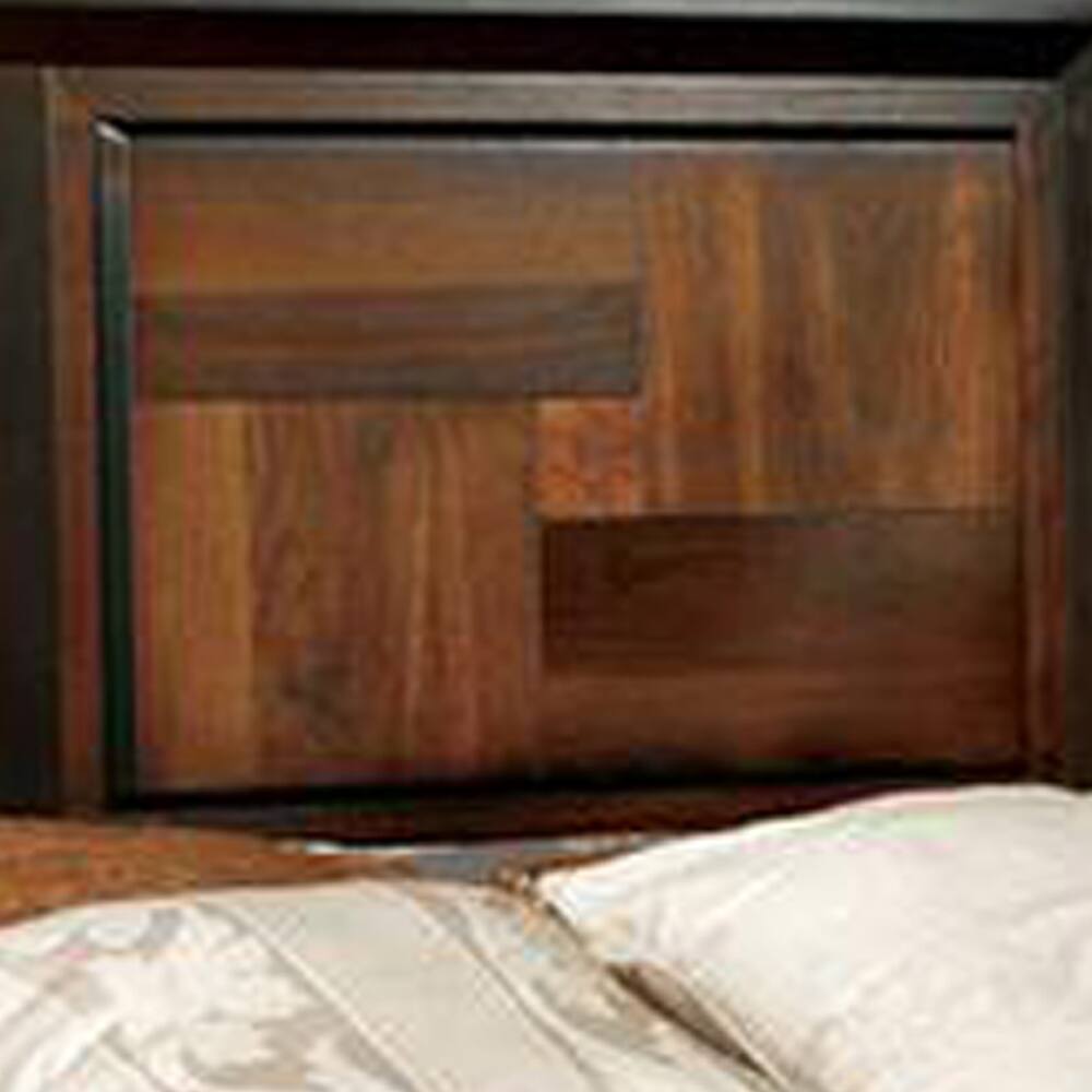 Alt View 2. Manhattan Lane - Transitional Style Eastern King Wooden Parquet Design Bed, Brown - Brown.