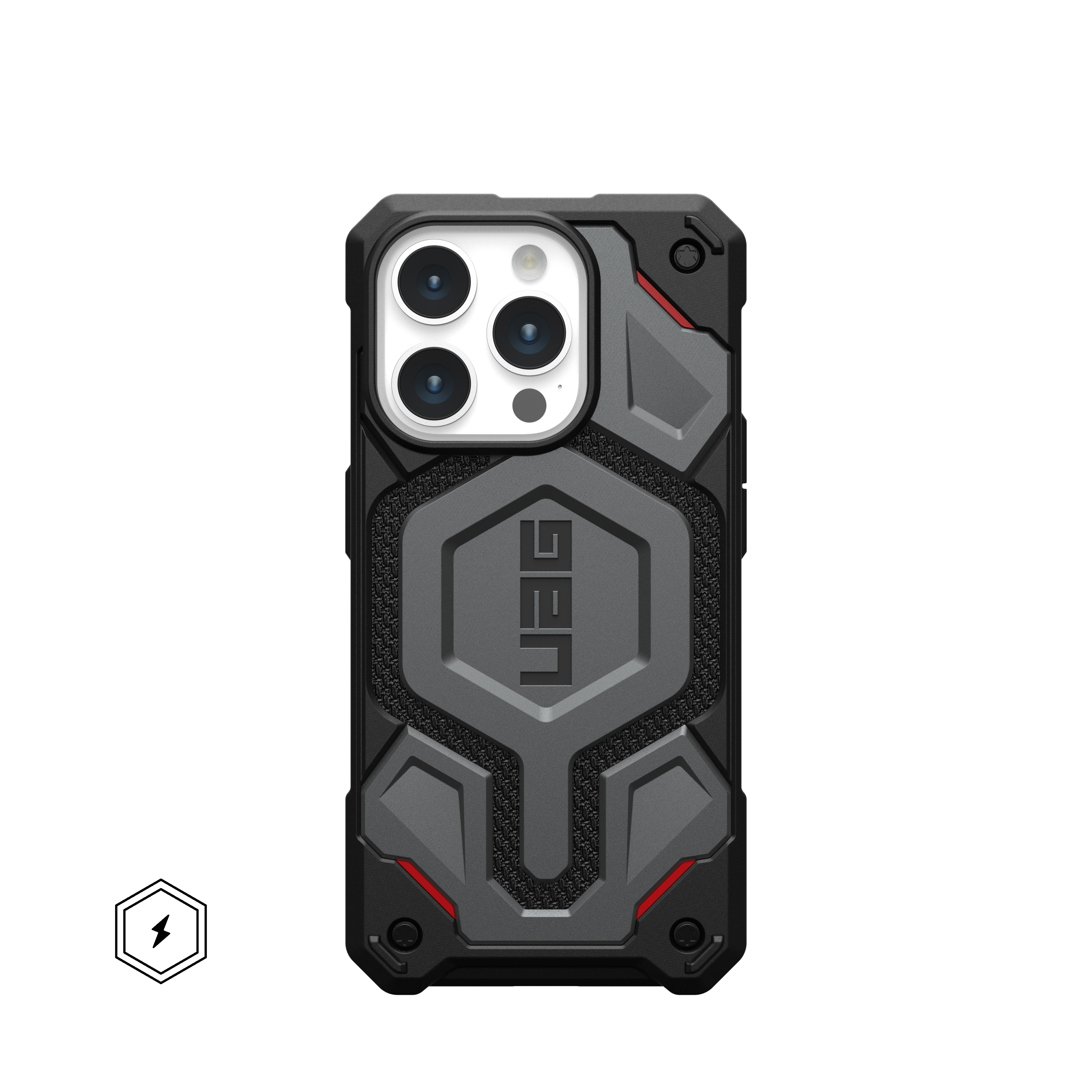 UAG - Monarch Pro Series Case with Magsafe for Apple iPhone 15 Pro - Kevlar Silver - Front_Zoom