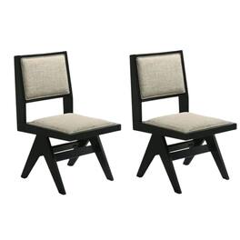 Manhattan Lane - Toty Side Dining Chair Set of 2, Inverted Angled Legs - Black, Light Gray