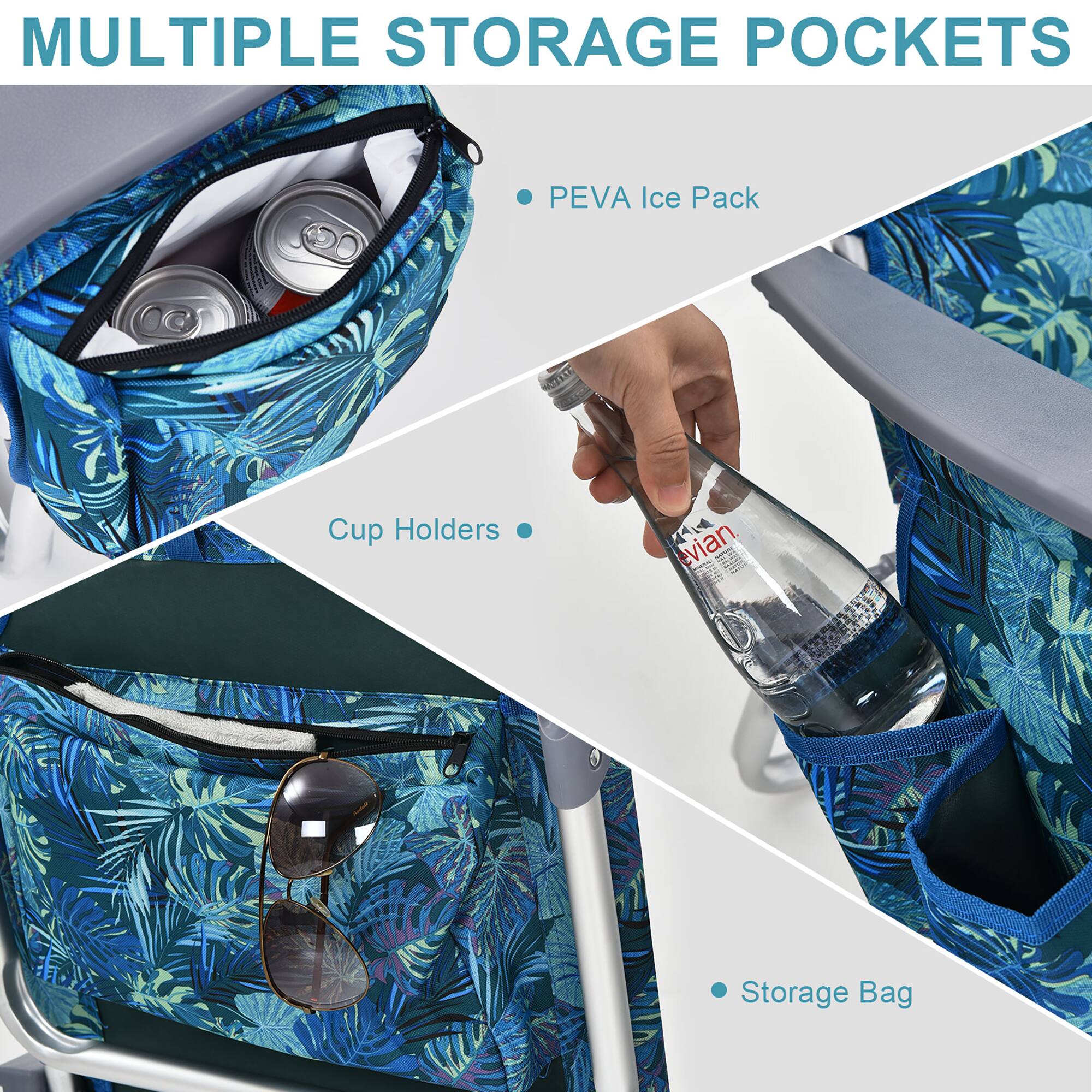 MULTIPLE STORAGE POCKETS

- PEVA Ice Pack
- Cup Holders
- Storage Bag