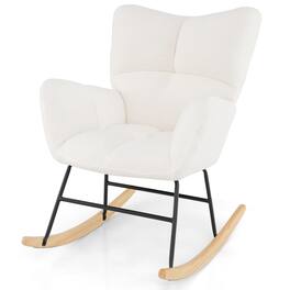 WELLFOR - Nursery Rocking Chair with Comfy Backrest and Armrest - Beige