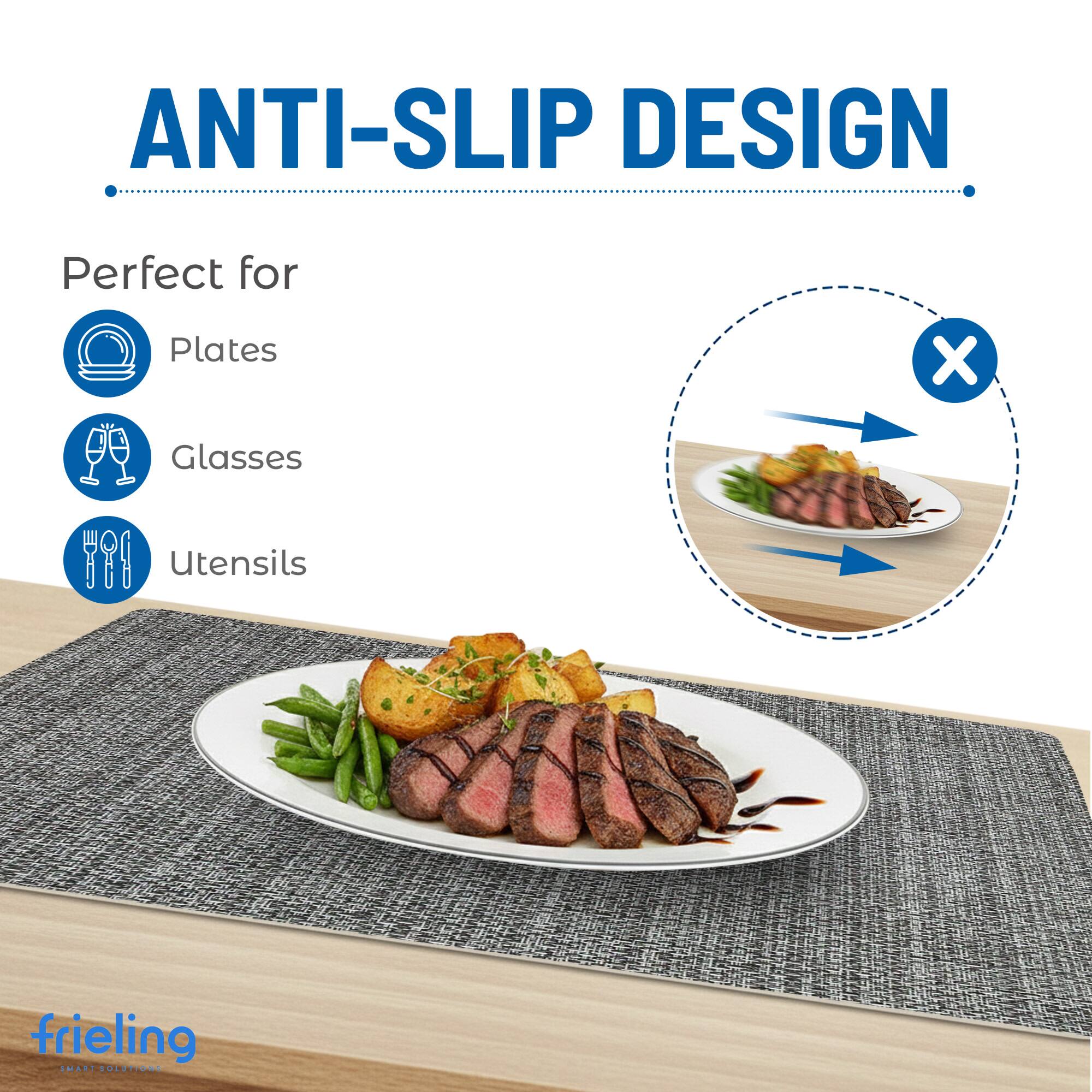 ANTI-SLIP DESIGN

Perfect for
- Plates
- Glasses
- Utensils

frieling
SMART SOLUTIONS
