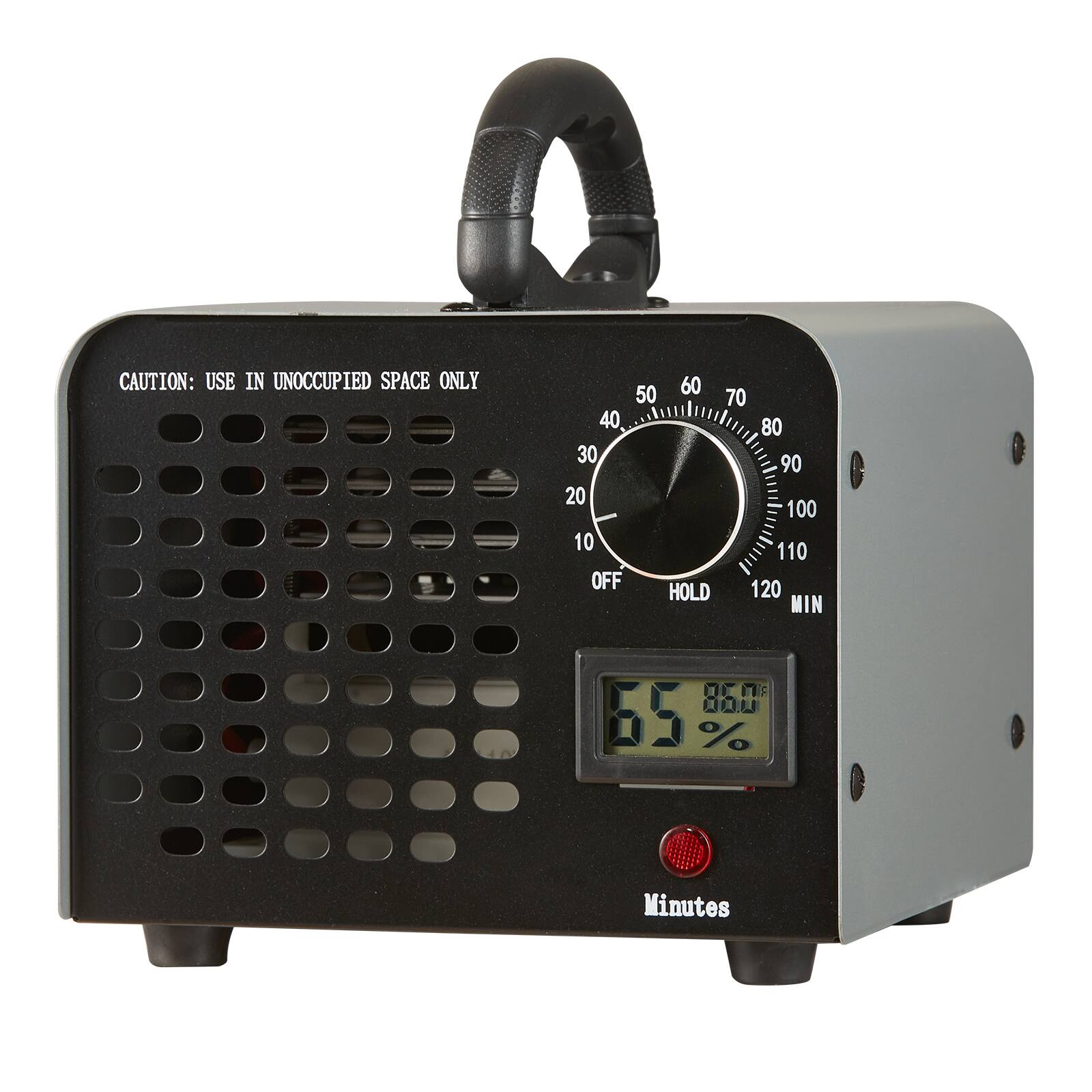 CAUTION: USE IN UNOCCUPIED SPACE ONLY

50 60 70 40 80 30 90 20 100 10 110 OFF HOLD MIN 0 65 % Minutes

65 % 86.0°F
