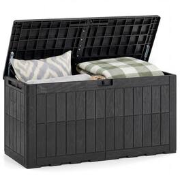 WELLFOR - Waterproof Lockable Outdoor Deck Box for Tools, Cushions, and Pool Supplies - Black