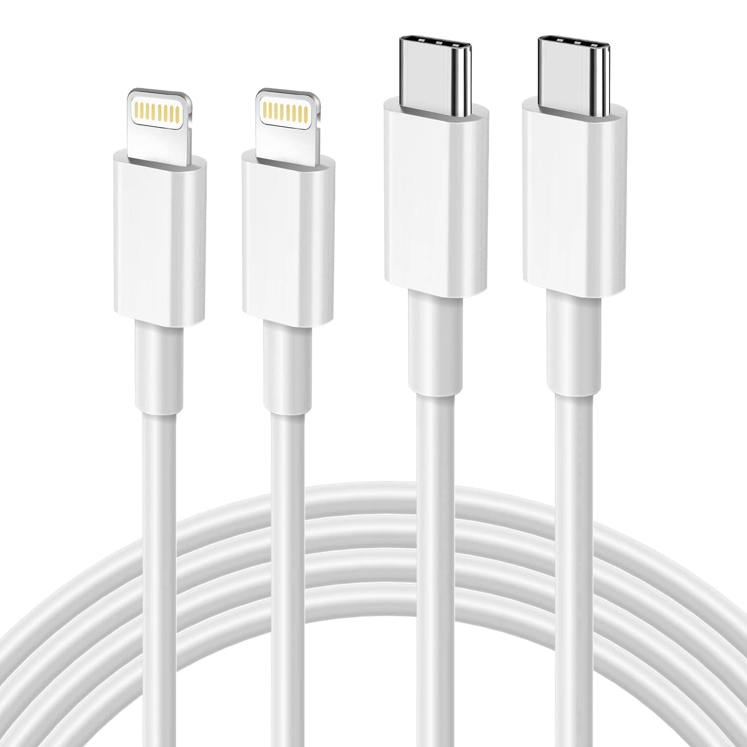 Core Tech - USB-C to Lightning Fast Charging Cable 2-Pack for iPhone and iPad - White