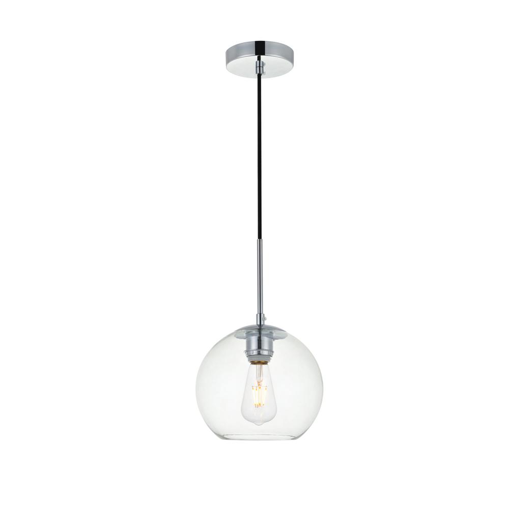 Alt View 3. Living District - Baxter 1 Light Chrome Pendant With Clear Glass - Chrome And Clear.
