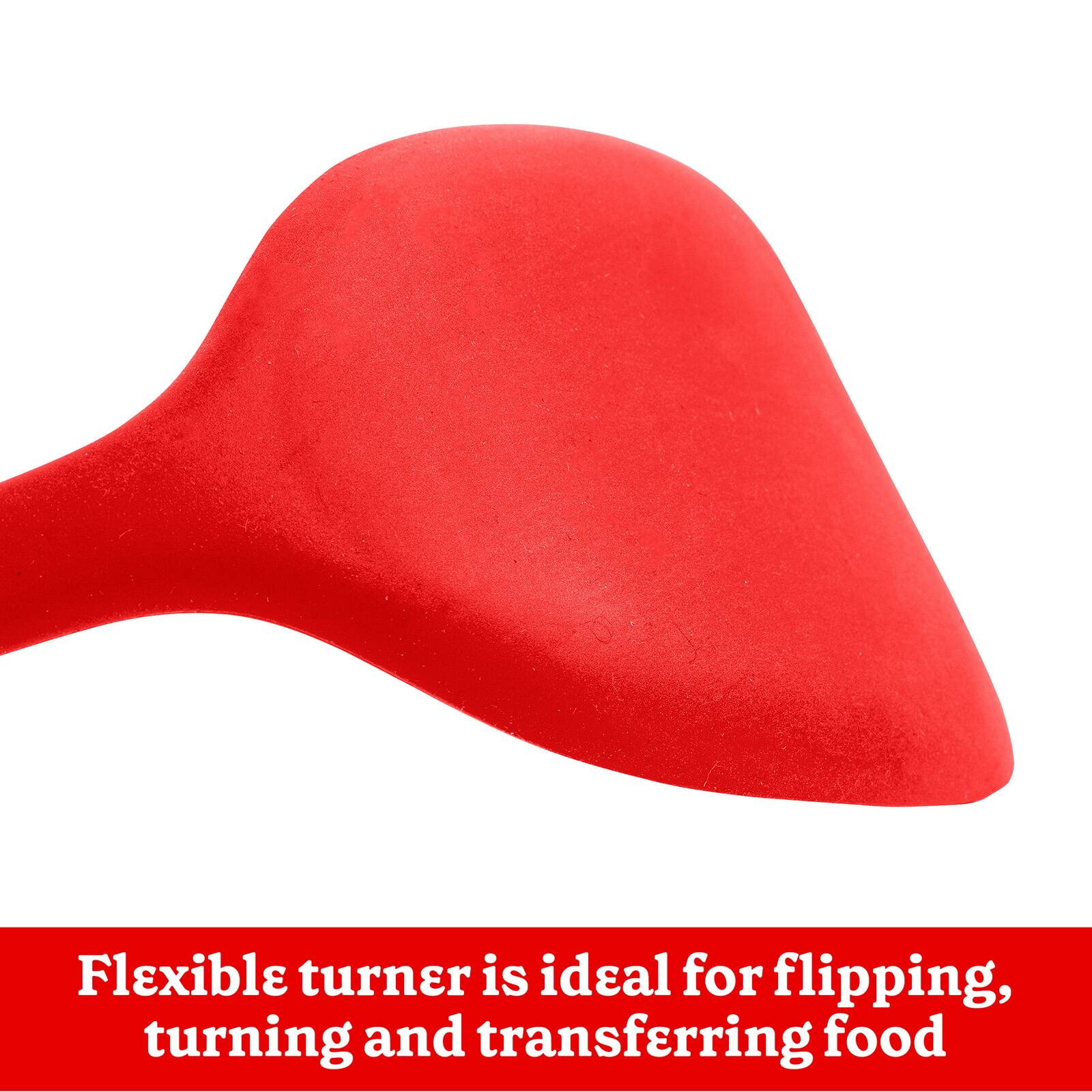 Flexible turner is ideal for flipping, turning and transferring food