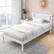 Angle. Costway - Twin Wooden Platform Bed with 12 Slats Headboard & Under Bed Storage - White.