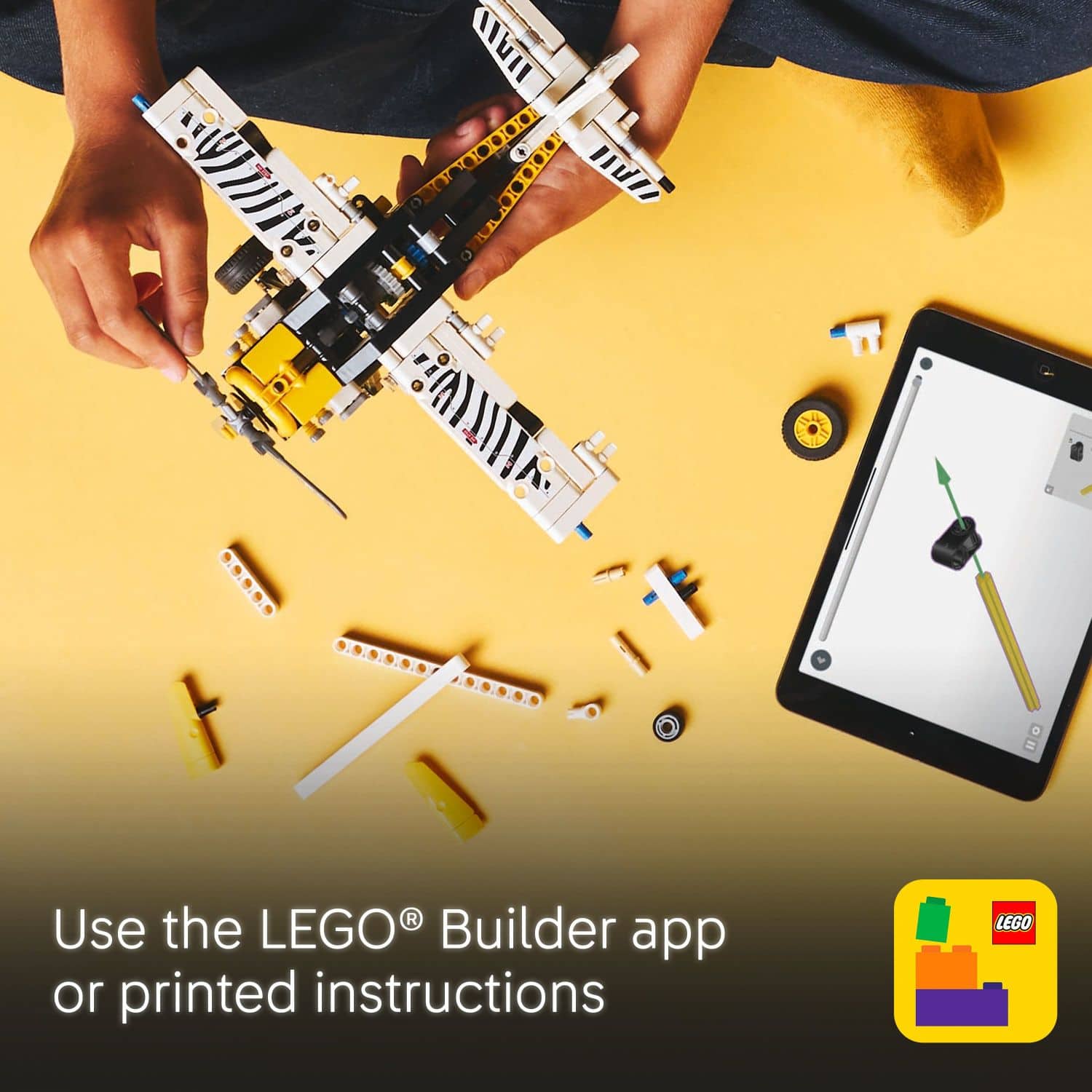 Use the LEGO Builder app or printed instructions to build your LEGO creation.