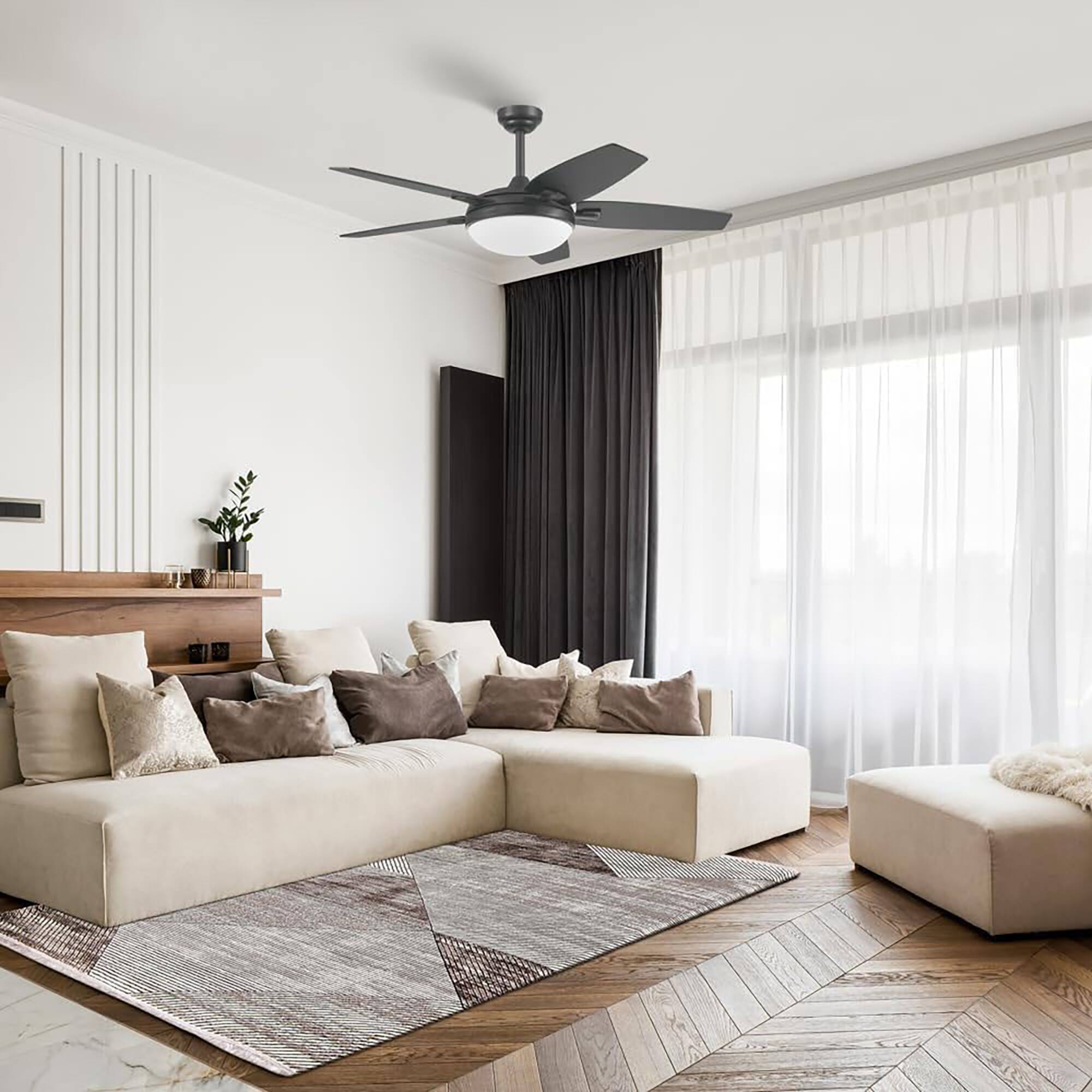 Alt View 4. Honeywell - Honeywell 48" Contemporary Ceiling Fan, LED Light, Remote Control, Carmel, Black - Black.