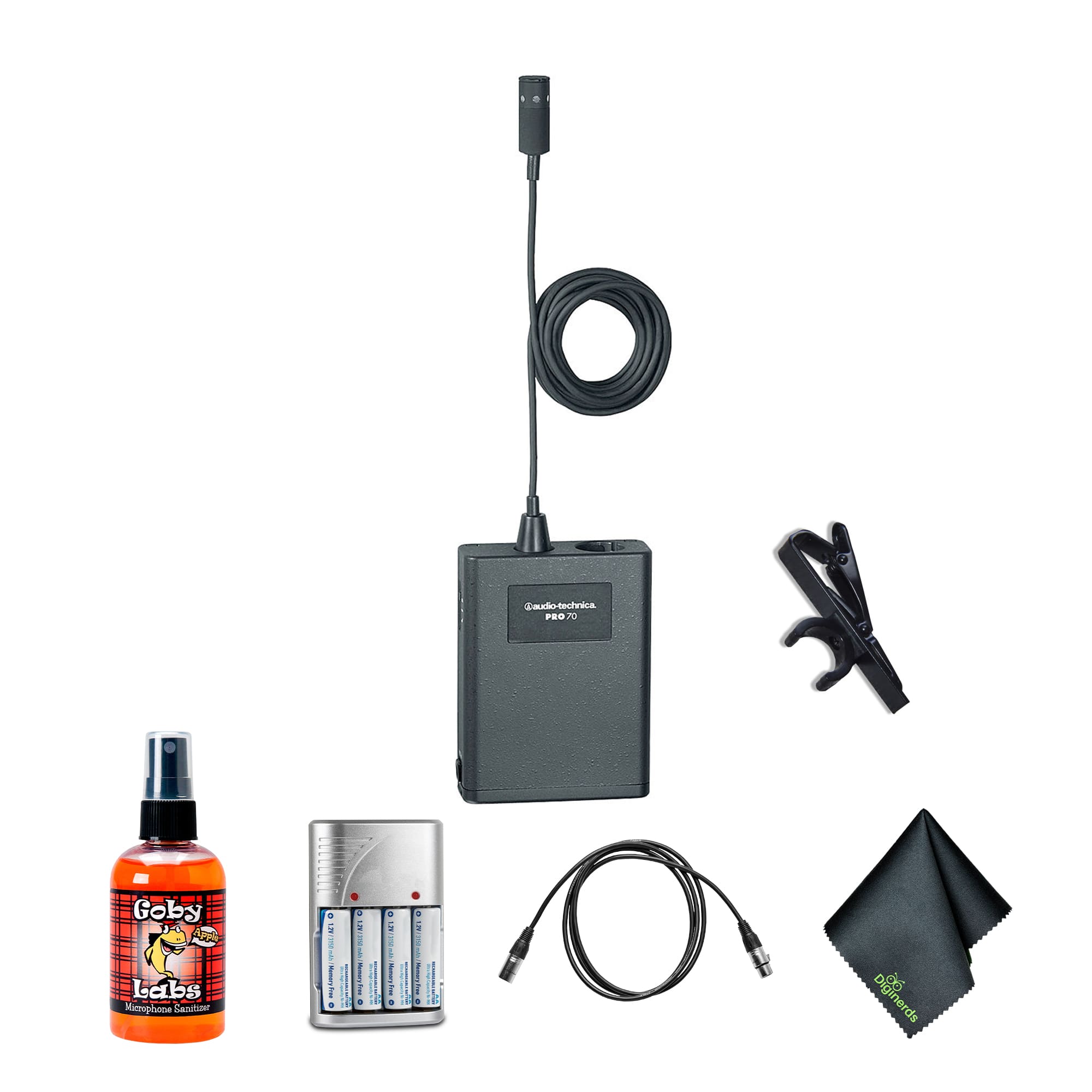 Audio-Technica - Pro 70 Cardioid Lavalier Microphone, 4xAA Batteries With Charger price history on PriceWatchPro