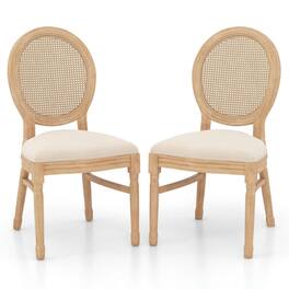 Kadyn - Dining Chairs, Kitchen Chairs Trattoria Chairs,Set of 2 Dining Chairs French Style Kitchen Chair with Hand-Woven Rattan - Beige