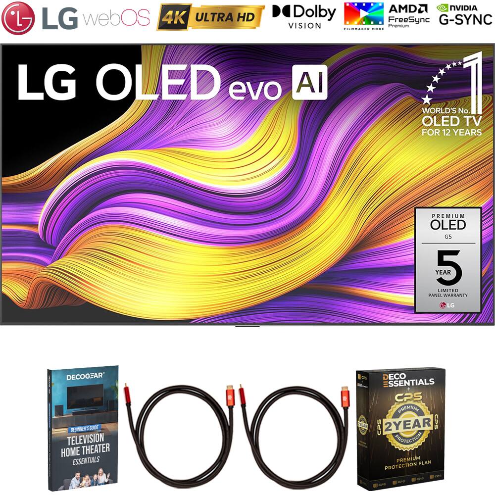 Bundle - LG - 65 Inch G5 Series OLED evo Smart webOS TV 2025 + 2 Year Extended Warranty Protection