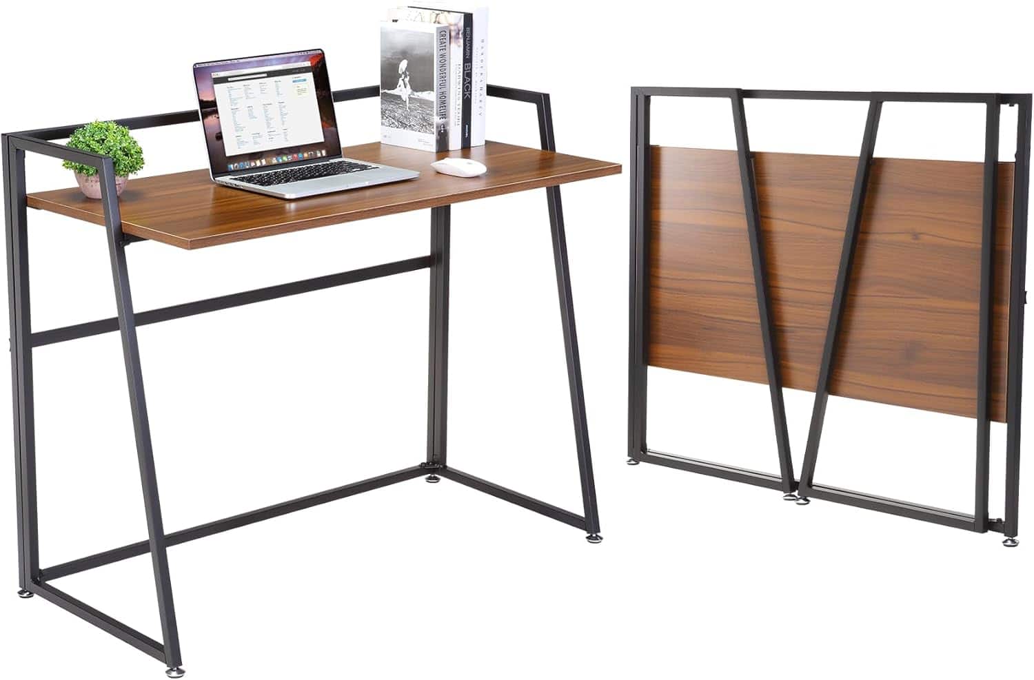 Eureka Ergonomic - 41" Folding Computer Desk - No Assembly Space Saving Writing Workstation - Cherry