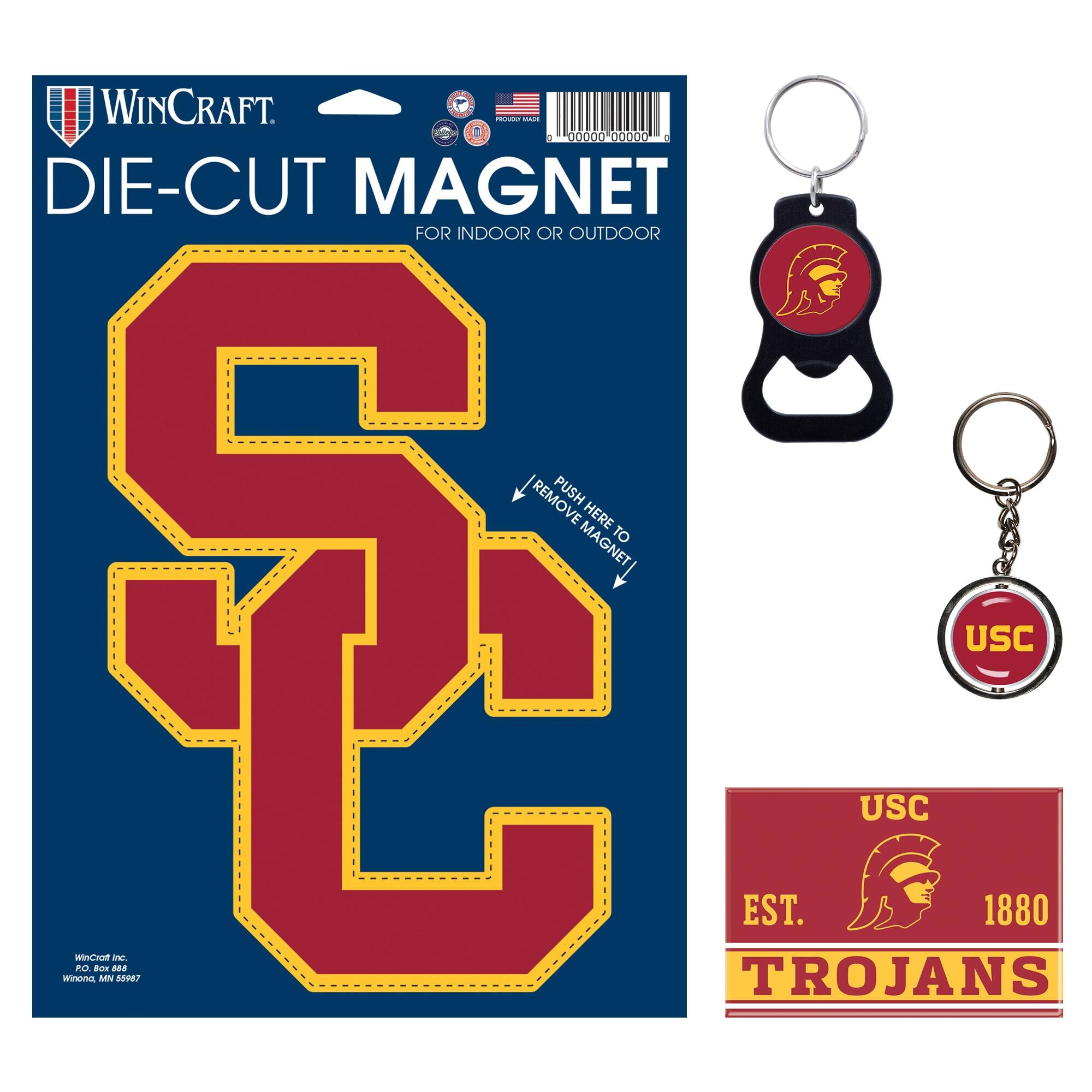 WinCraft - USC Trojans 4-Pack Key Rings and Magnets Set - Multicolor