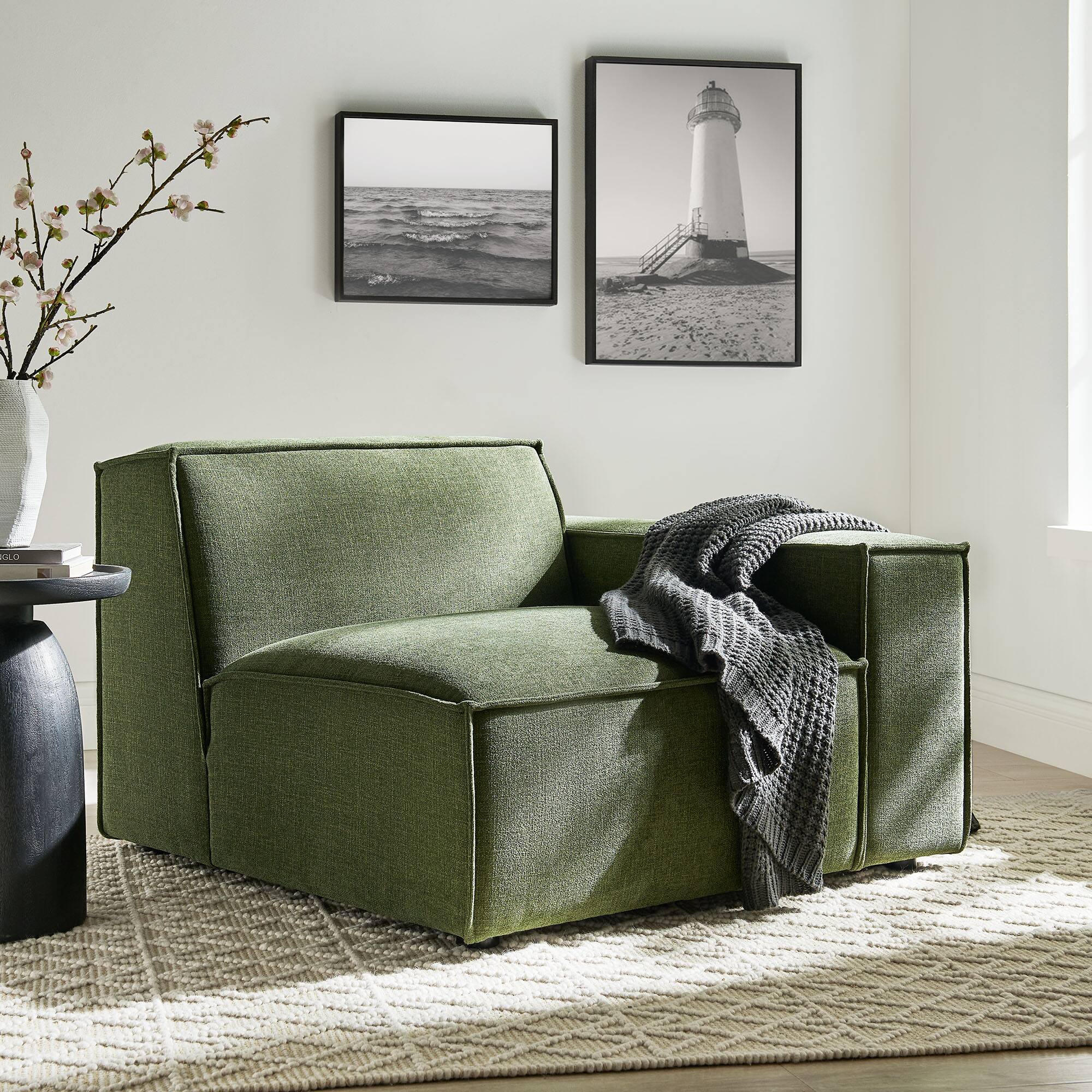Alt View 8. Modway - Restore Performance Fabric Upholstered Right-Facing Modular Lounge Chair by Modway - Foliage.