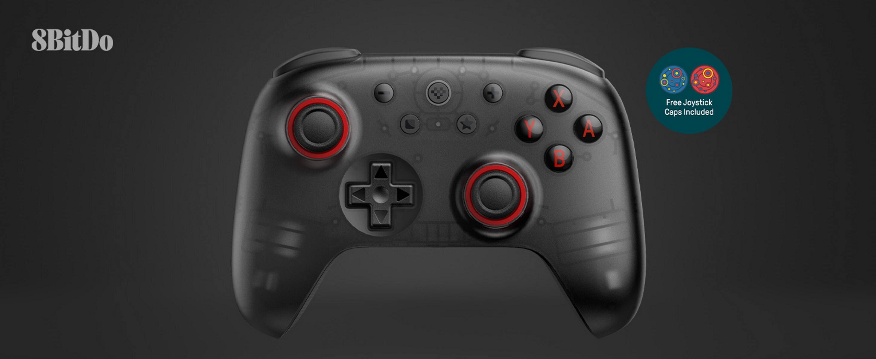 8BitDo  
Free Joystick Caps Included