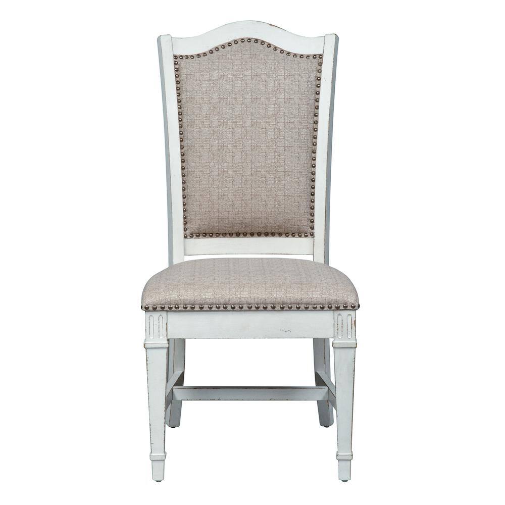 Left. Liberty Furniture Industries - Abbey Park Upholstered Side Chair (RTA)-Set of 2 in Antique White - White.