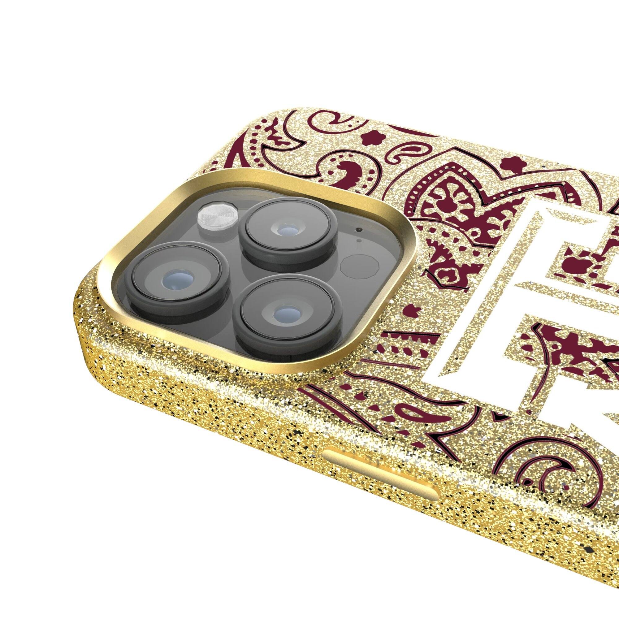 Alt View 3. Keyscaper - Texas A&M Aggies Paisley Bling iPhone Case - 16 Pro Max - Gold.