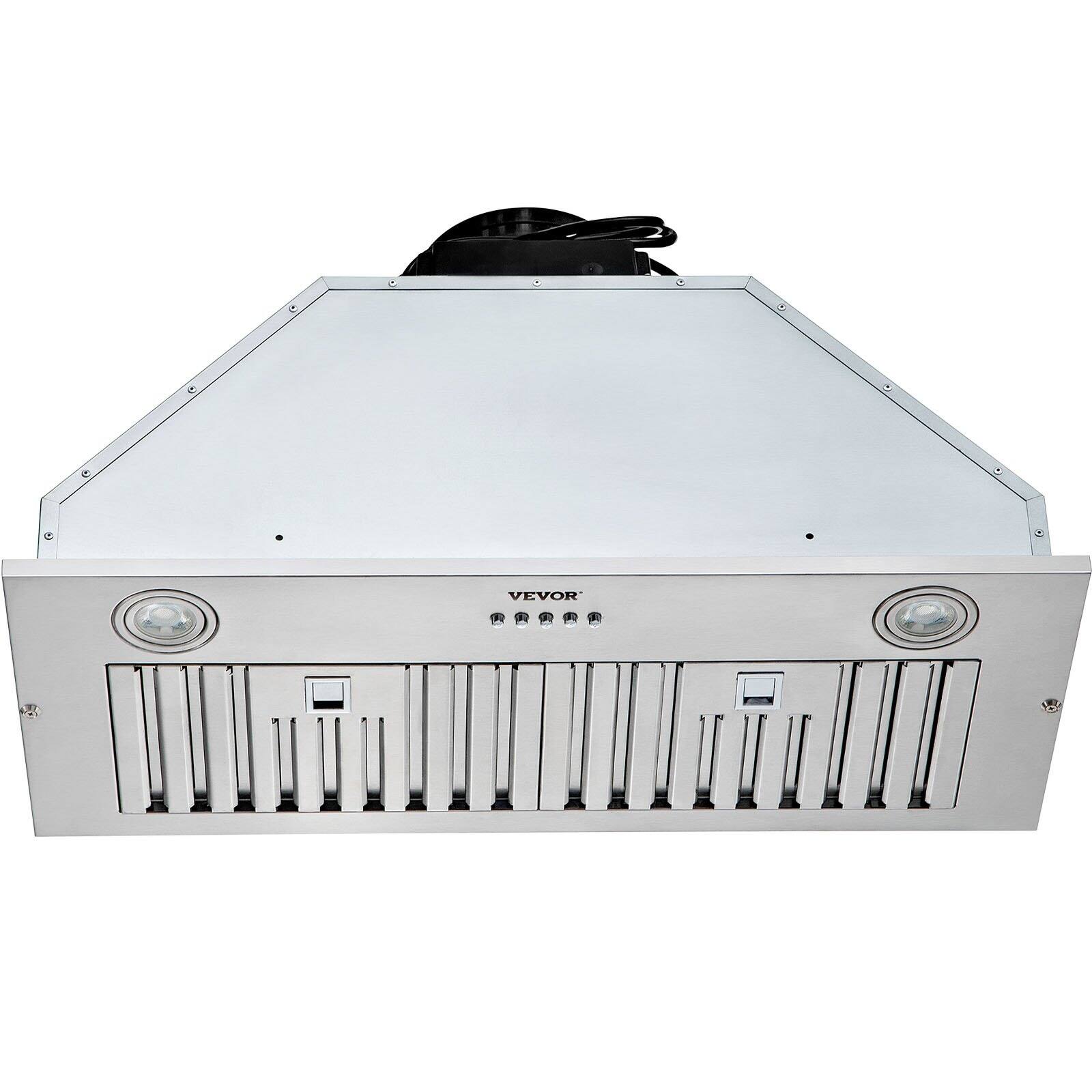 Alt View 5. MOOSOO - Insert Range Hood, 800CFM 3-Speed, 30'' Stainless Steel Built-in Kitchen Vent with LED Lights Baffle Filters - Silver.