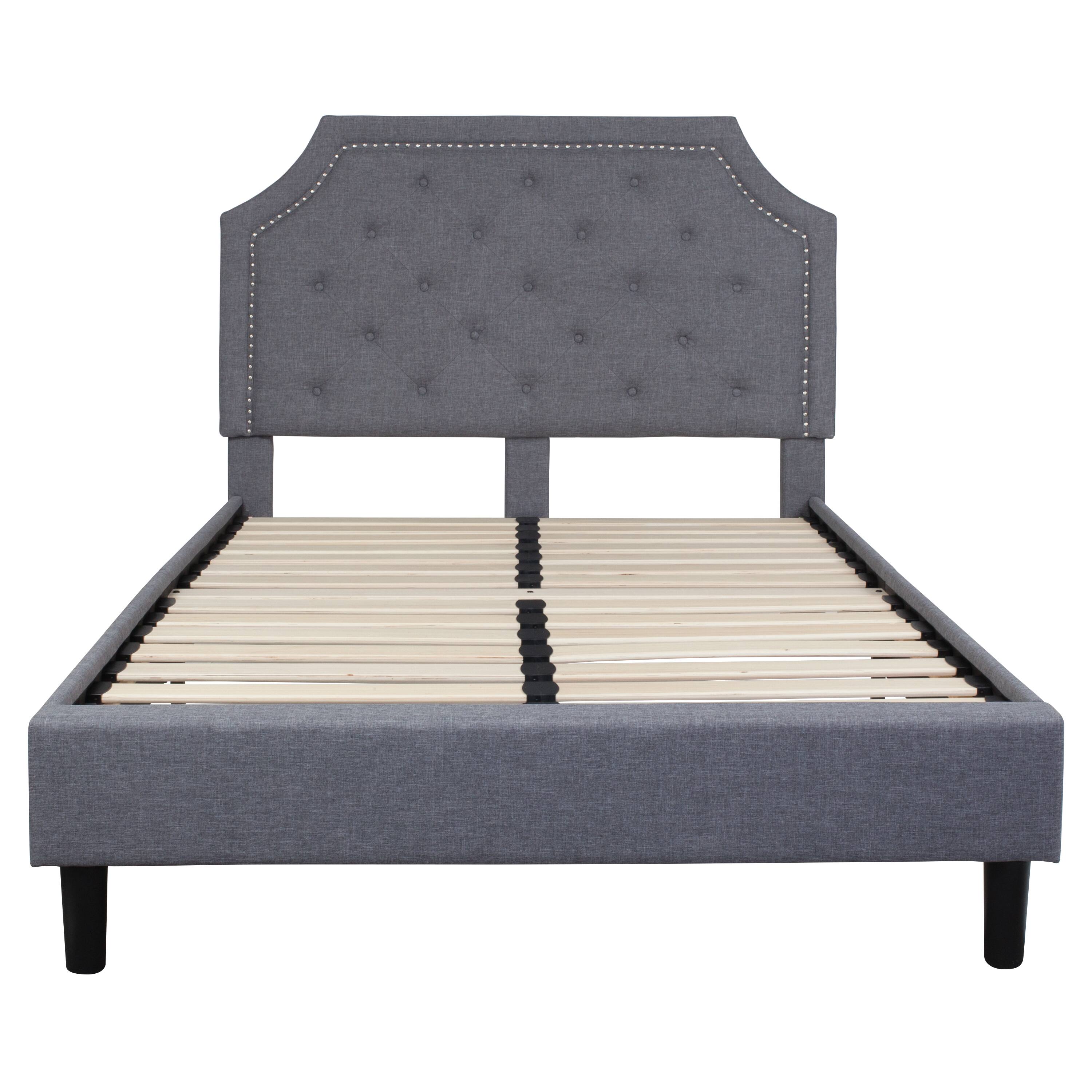 Alt View 5. Emma + Oliver - Arched Tufted Upholstered Platform Bed - Light Gray.