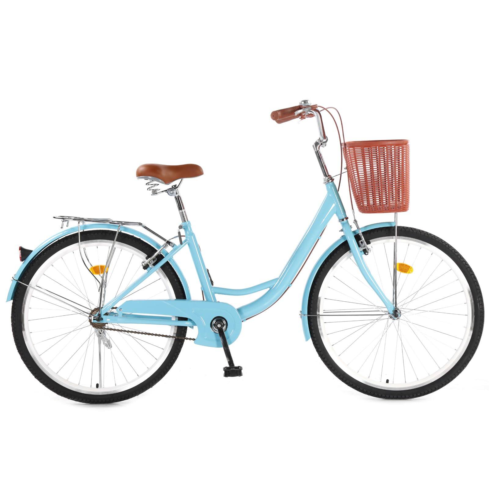 Alt View 3. GARVEE - 24" & 26" Women's Beach Cruiser Bike - Step-Through 1-Speed w/Basket & Adjustable Seat | Comfort Commuter Bicycle - 24 inch Blue.