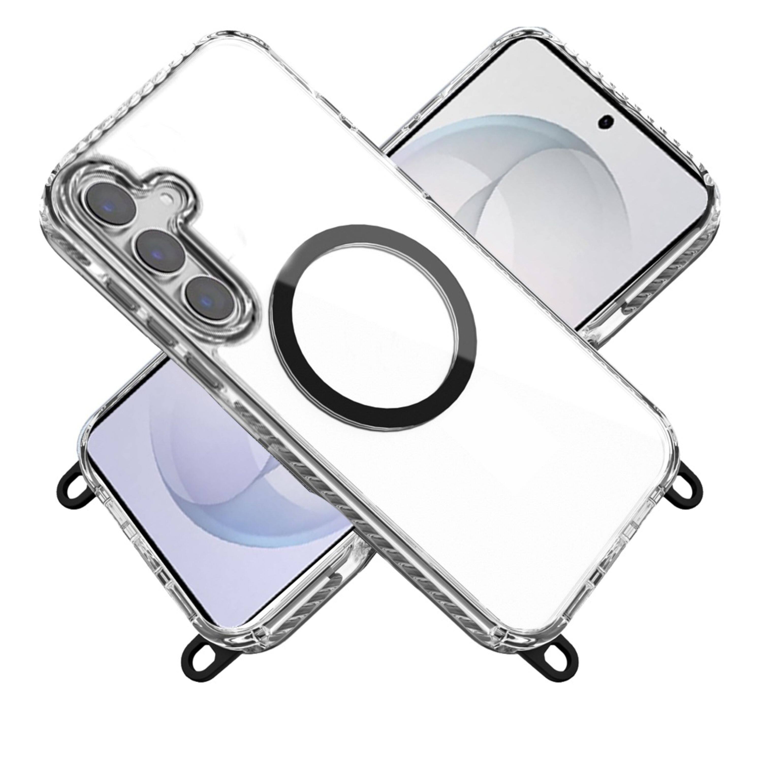 Angle. Kitcheniva - Transparent Phone Case With Matching Lanyard Tempered Glass For Samsung Galaxy S26 Plus Black - Black.