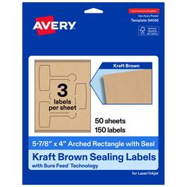 Avery - Avery® Sealing Labels, 5-7/8" x 4", Kraft Paper, 150 Total - Brown
