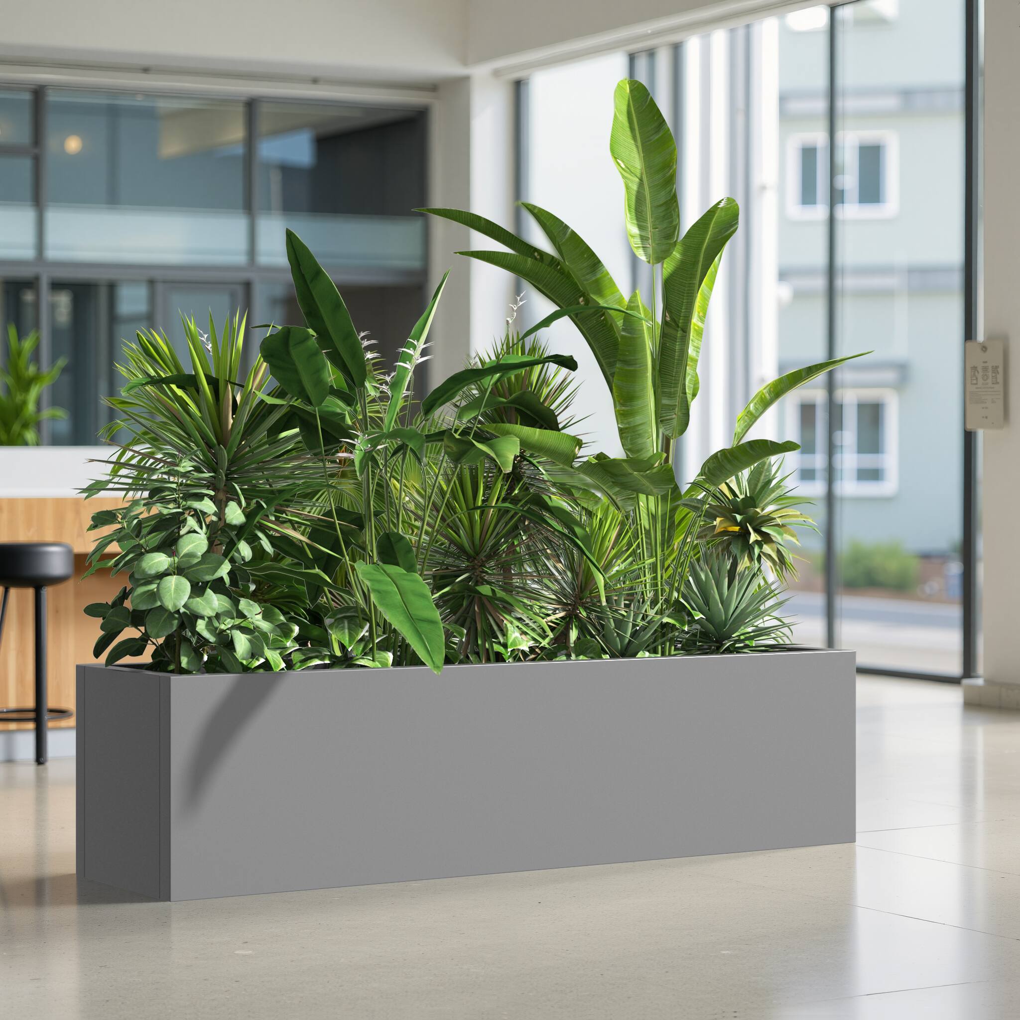 Alt View 2. PexFix - 36 in. W x 10 in. H Rectangle Metal Planter Box Raised Garden Beds with Drainage Hole-Ideal for Patio and Backyard - Gray.