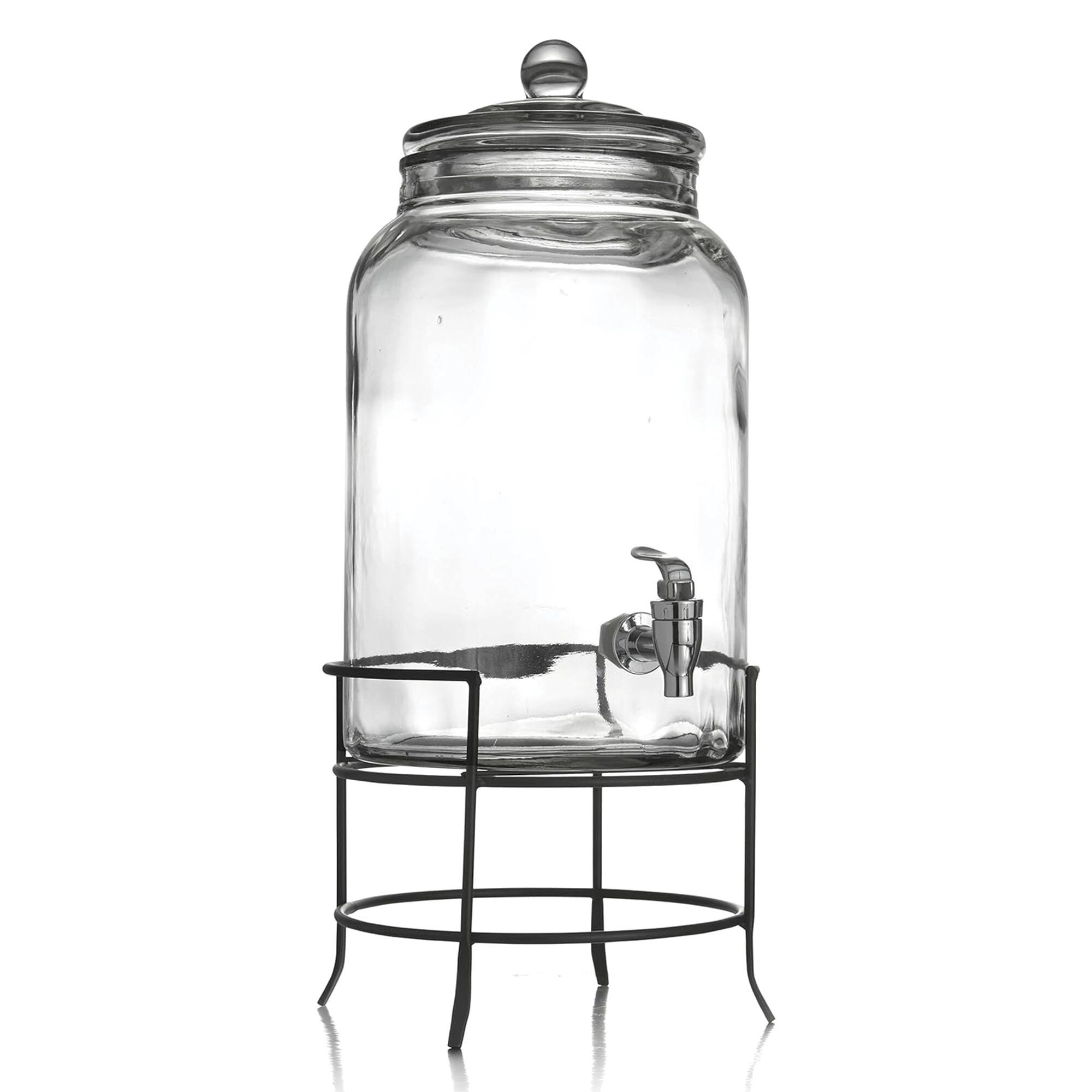 Angle. Style Setter - Montgomery Beverage Dispenser 2.75 GAL with Metal Stand - Clear.