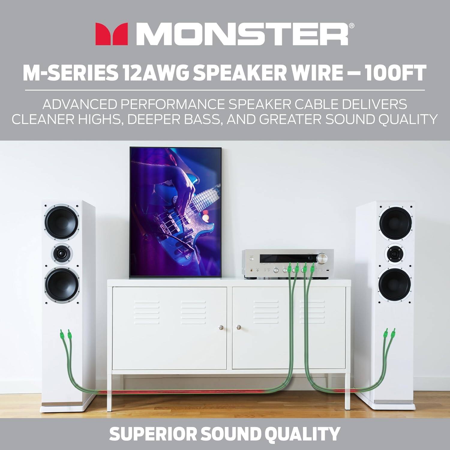 MONSTER M-SERIES 12AWG SPEAKER WIRE-100FT
ADVANCED PERFORMANCE SPEAKER CABLE DELIVERS CLEANER HIGHS, DEEPER BASS, AND GREATER SOUND QUALITY
SUPERIOR SOUND QUALITY