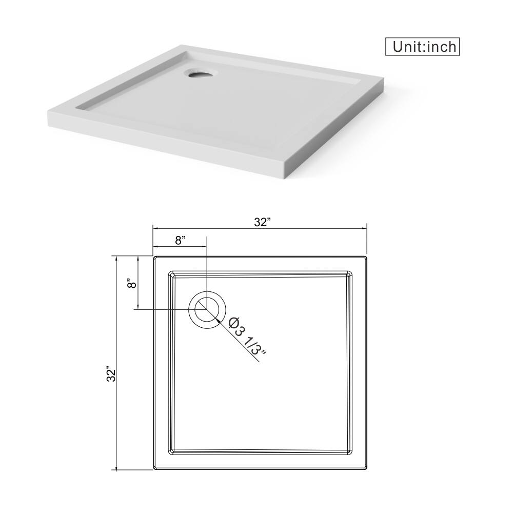 Unit: inch  
8" 32" 32" 8" 3 1/3" 3 1/3"