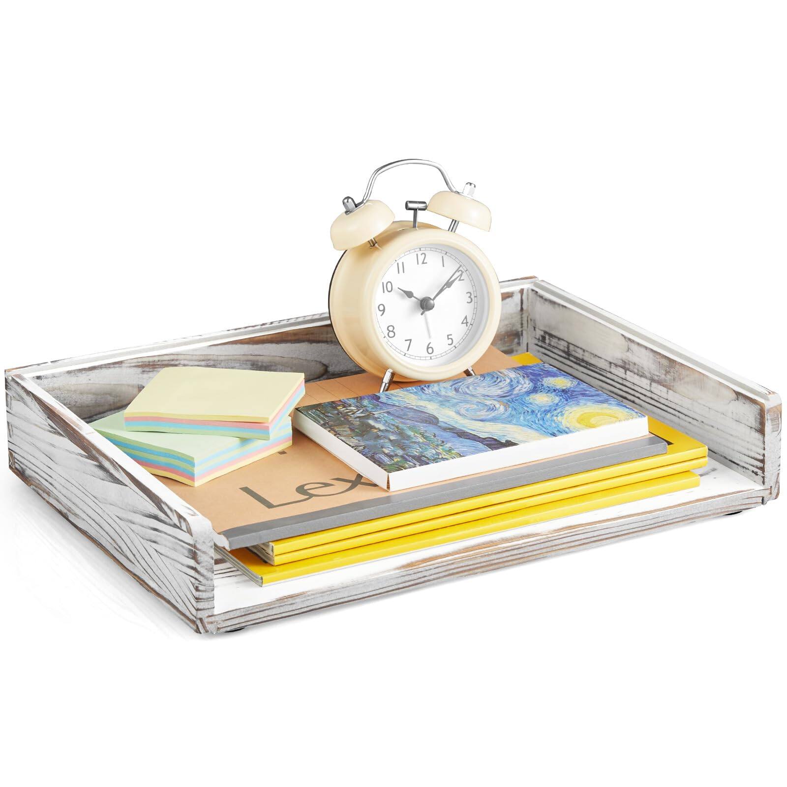 Dapper Styles Paper Organizer For Desk Wood Stackable Tray Office ...