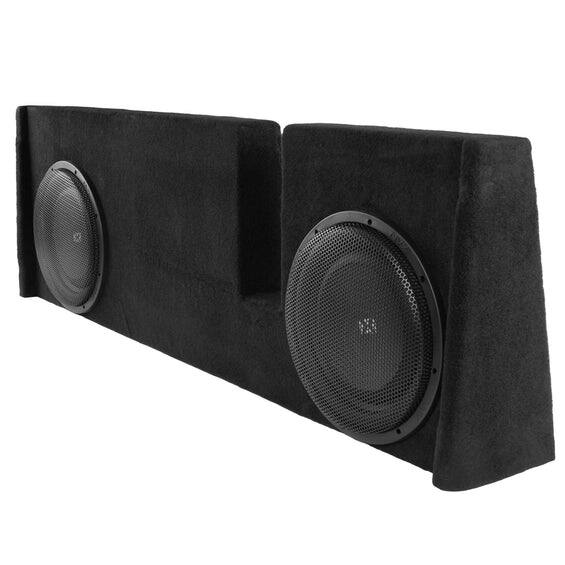 Angle. NVX - BOOST Box Custom Fit 12" 800W RMS Loaded Sealed Subwoofer Enclosure for 2009-2018 Ford F-150 Extended Cab - Black.