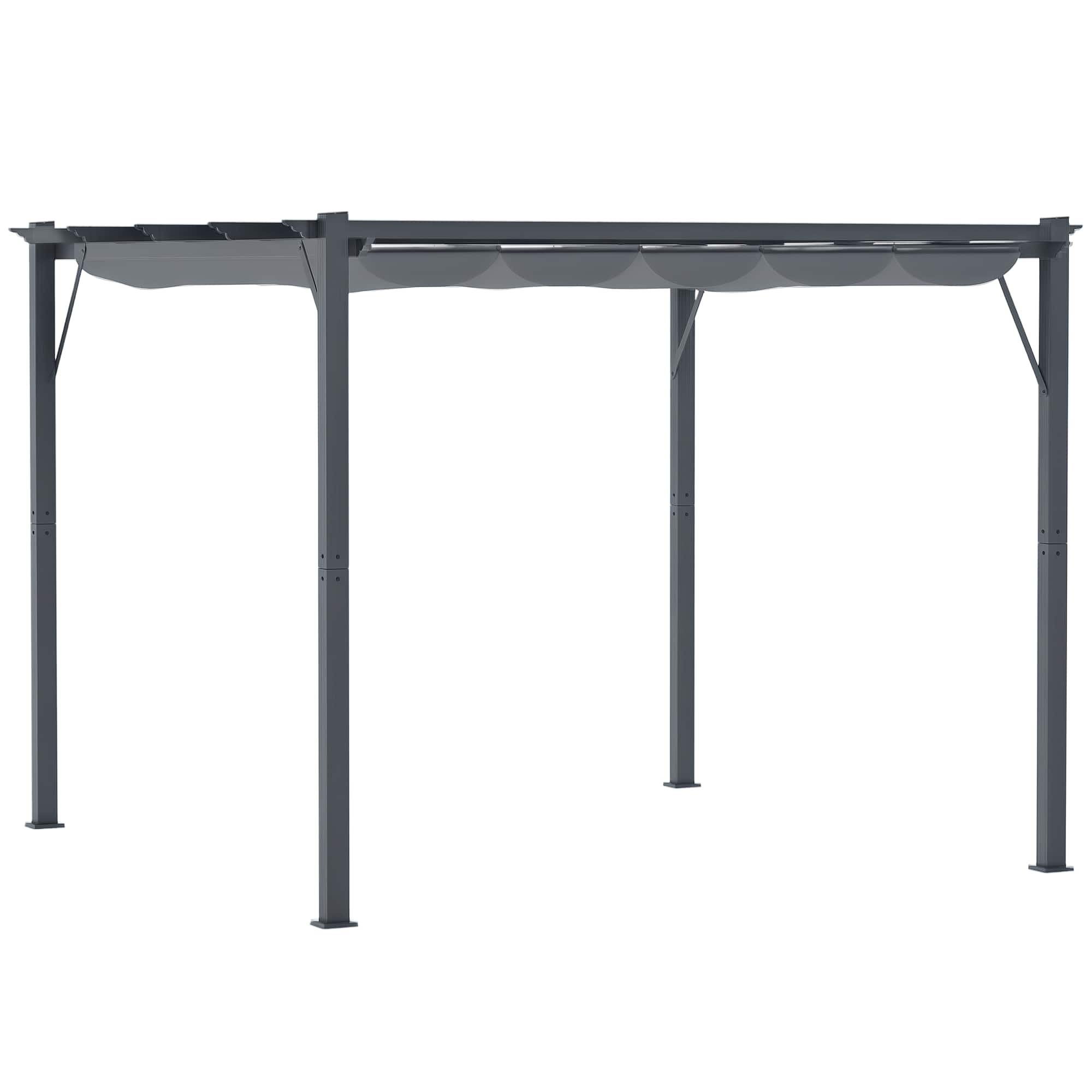 Outsunny - 10' x 10' Aluminum Patio Pergola with Retractable Pergola Canopy, Backyard Shade Shelter for Porch - Dark Gray price history on PriceWatchPro