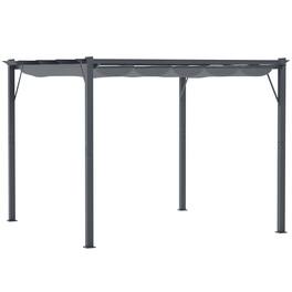 Outsunny - 10' x 10' Aluminum Patio Pergola with Retractable Pergola Canopy, Backyard Shade Shelter for Porch - Dark Gray