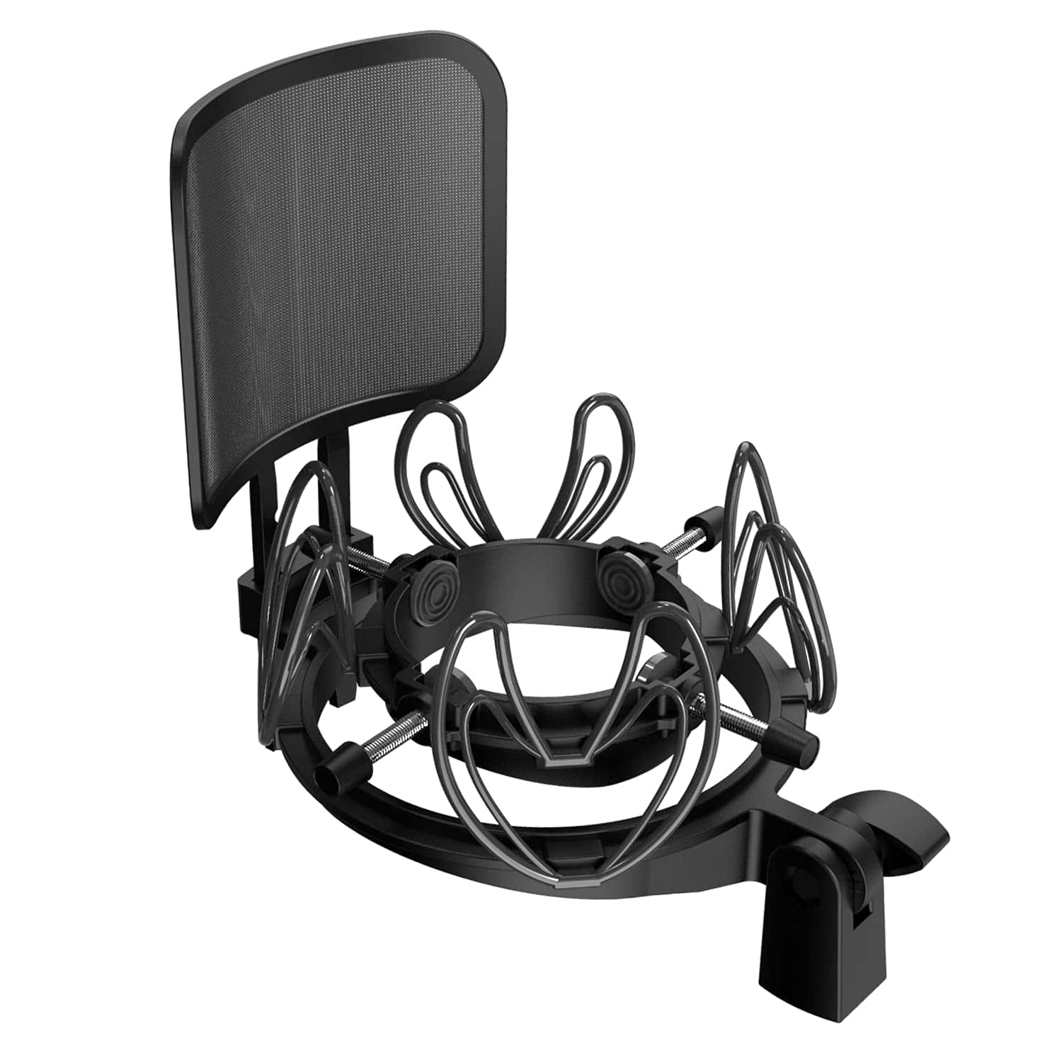 Earthley Blooms - Universal Microphone Shock Mount With Pop Filter For All Microphones Size At Anti Mic Holder And - Black