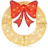 Front. Costway - Costway 48 Inch Pre-Lit Christmas Wreath with 200 LED Lights Red Bow Hanging Hooks - White.