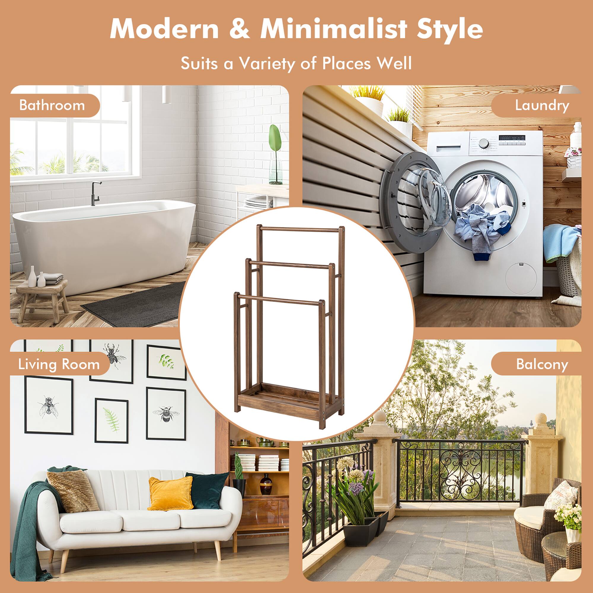 Modern & Minimalist Style  
Suits a Variety of Places Well  

Bathroom  
Laundry  
Living Room  
Balcony