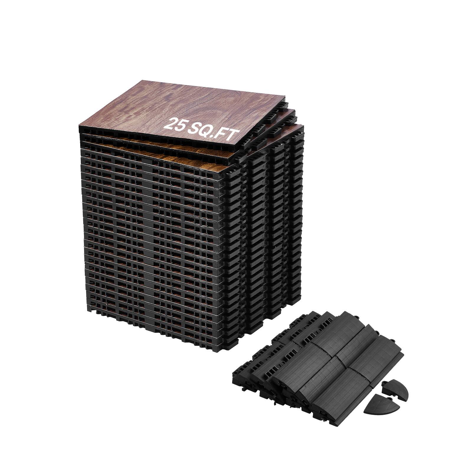 Front. VEVOR - Dance Floor Tiles, 12.4 x 12.4 in 25 Piece Interlocking Dance Flooring, Portable Dance Practice Floor - Wood.