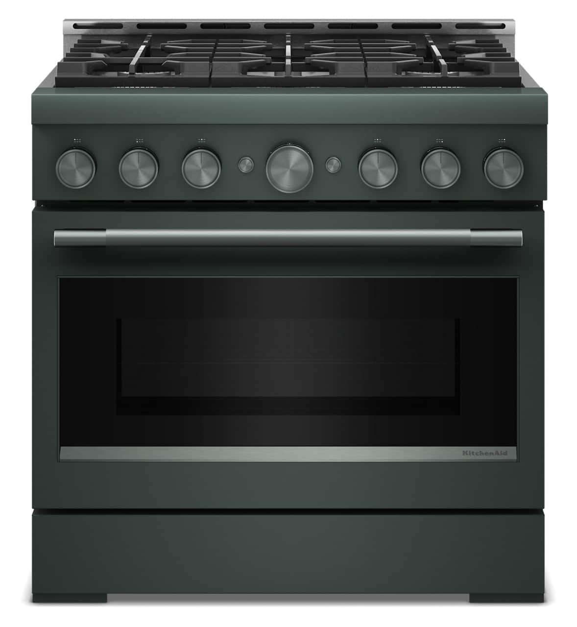 KitchenAid - 5.1 Cu. Ft Commercial Gas Range with No Preheat Air Fry Mode and 6 Burner - Juniper - Front_Zoom
