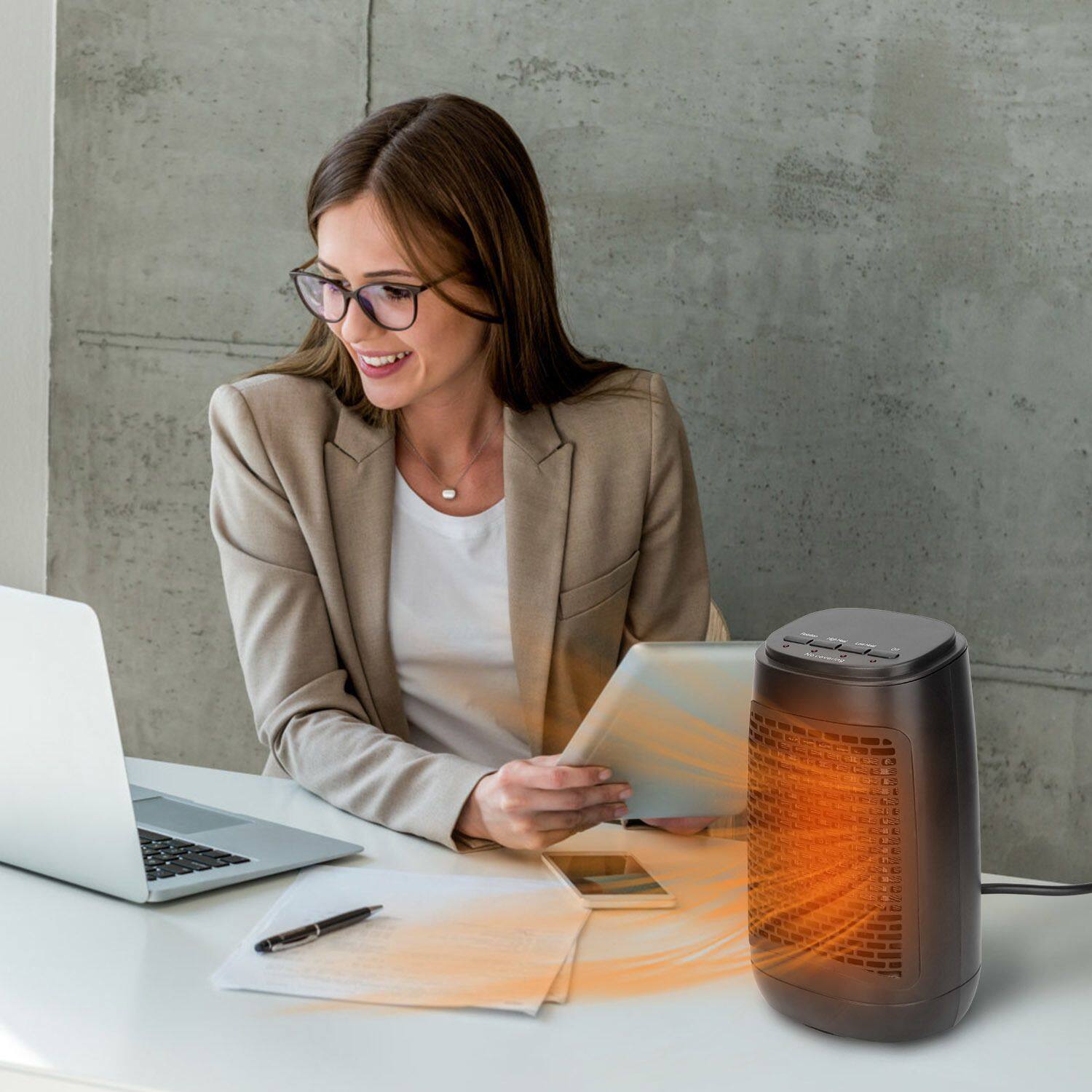 Alt View 6. Akoasm - 1500W Oscillating Ceramic Heater - Portable Space Heater with Tip-Over & Overheat Protection for Rooms up to 323 Sq Ft.