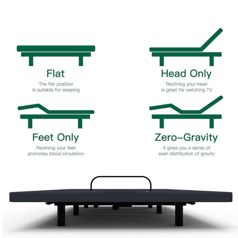 Flat: The flat position is suitable for sleeping

Head Only: Reclining your head is great for watching TV

Feet Only: Reclining your feet promotes blood circulation

Zero-Gravity: It gives you a sense of even distribution of gravity
