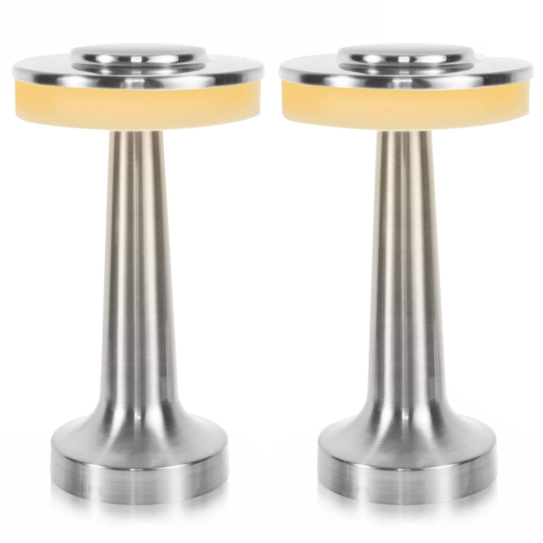 Cedar Assembly - Cordless Table Lamp Portable Led Desk Sensor Control Beside Lamps Night Light With Stepless Dimming - Silver 2 Pack