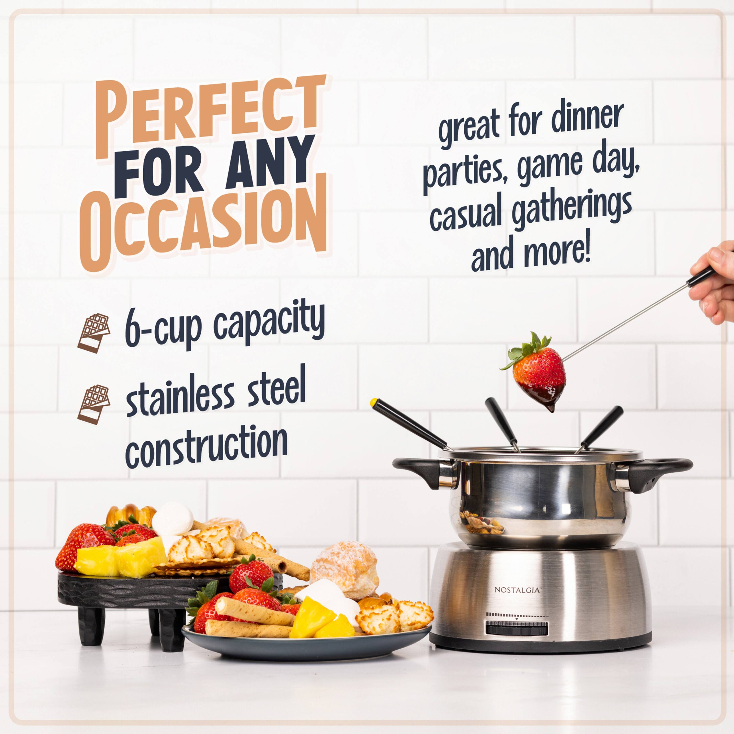 PERFECT FOR ANY OCCASION

great for dinner parties, game day, casual gatherings and more!

6-cup capacity stainless steel construction

NOSTALGIA