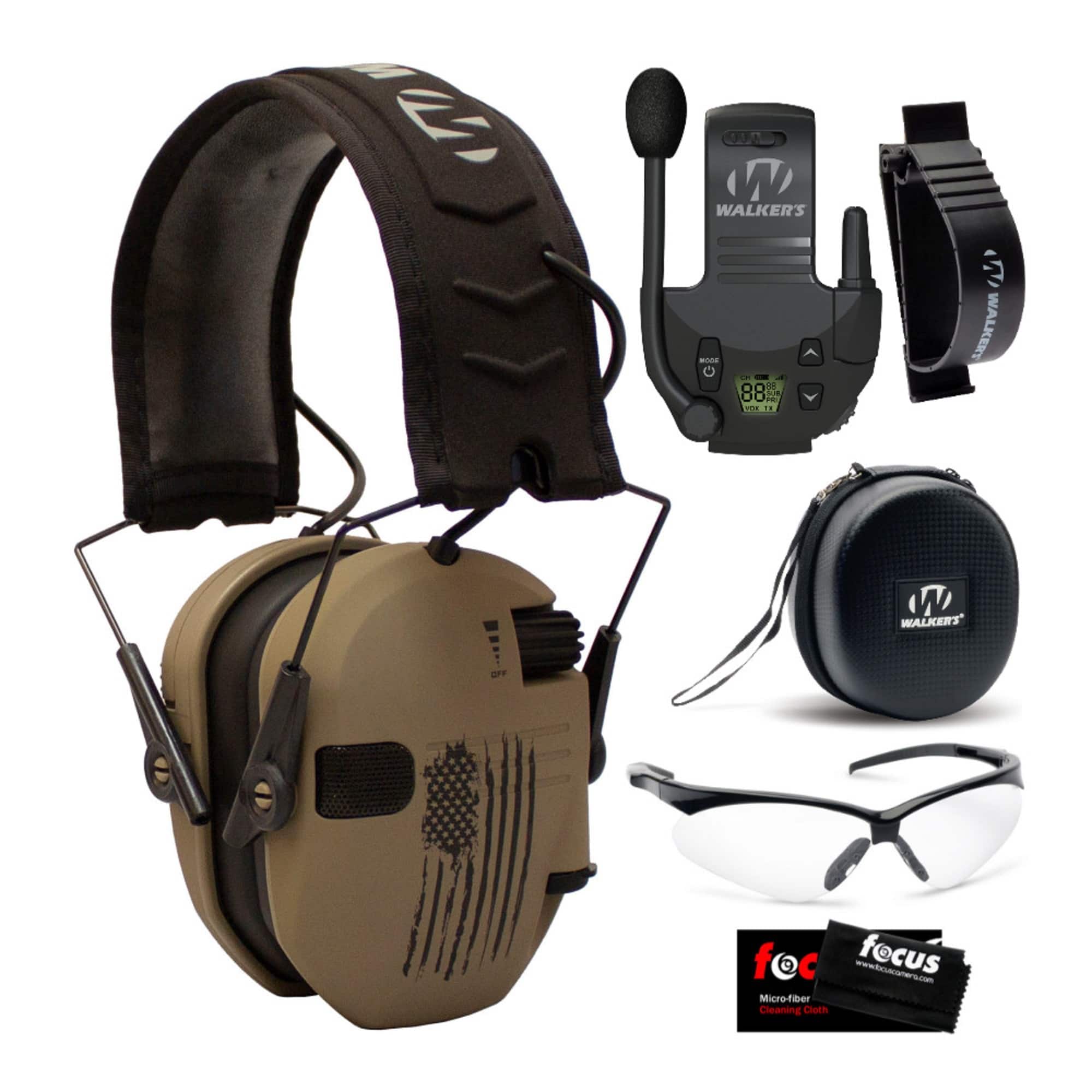 Walkers - Walker's Razor Slim Electronic Muff ULTIMATE RANGE BUNDLE, Flat Dark Earth - Tan