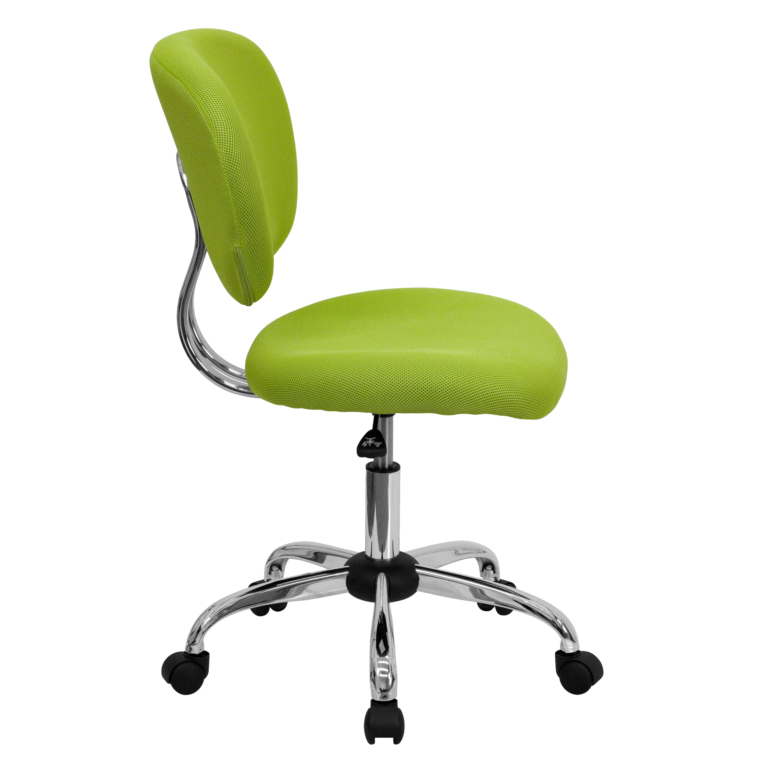 Alt View 6. Emma + Oliver - Mid-Back Mesh Padded Swivel Task Office Chair with Chrome Base - Apple Green.