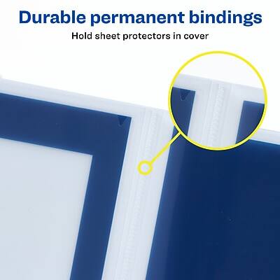 Durable permanent bindings  
Hold sheet protectors in cover